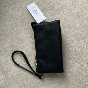 Black leather wristlet